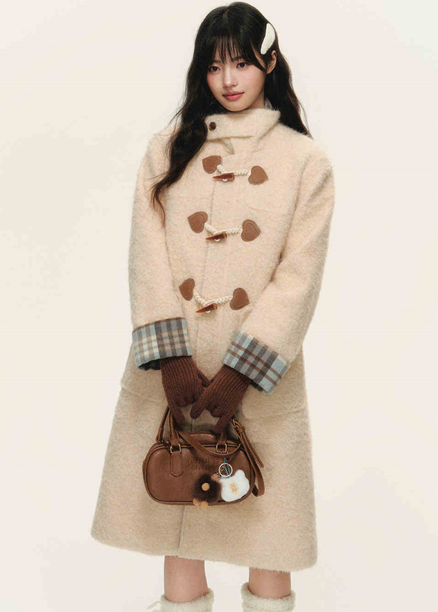 Plaid Lined Girly Duffle Coat NTO0150