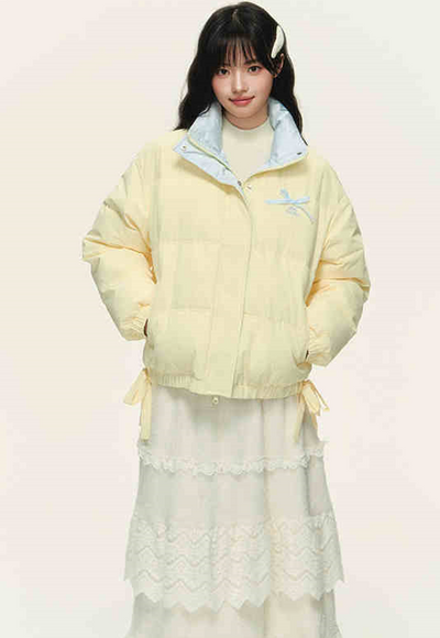 Multicolor Ribbon Design Loose Down Jacket NTO0154