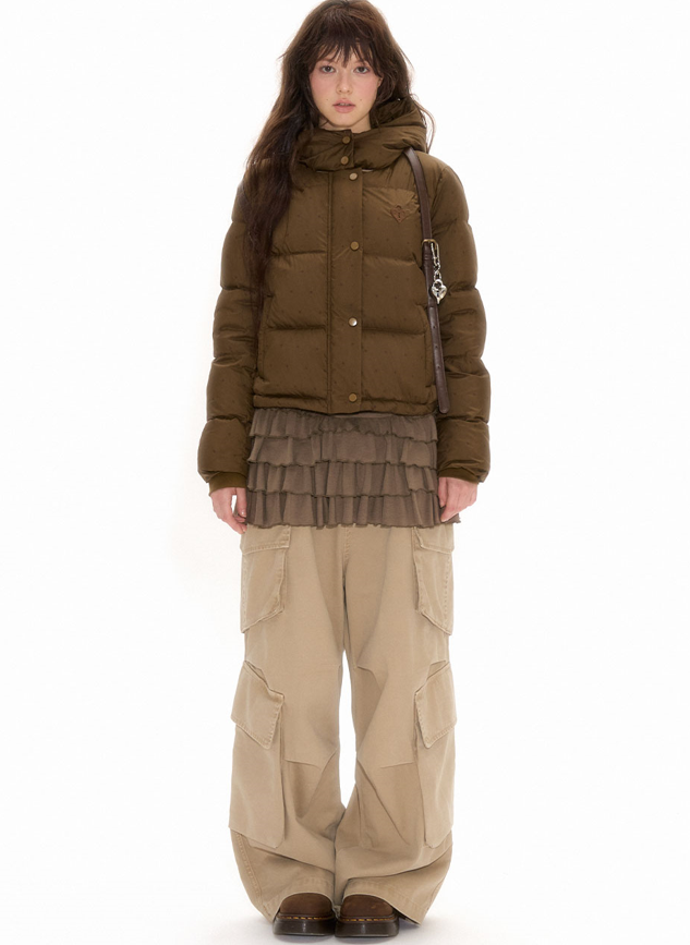 Small star pattern white duck down jacket NEC0108