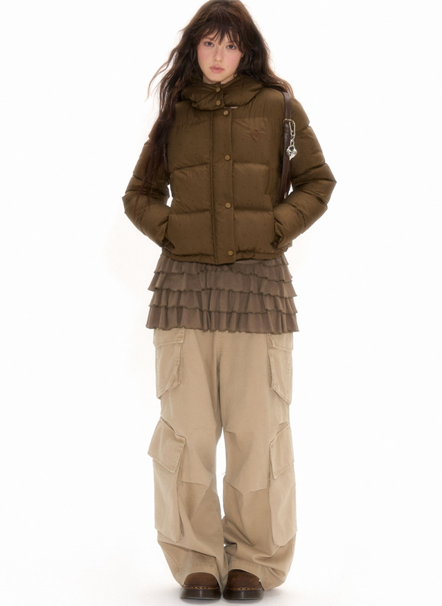 Small star pattern white duck down jacket NEC0108