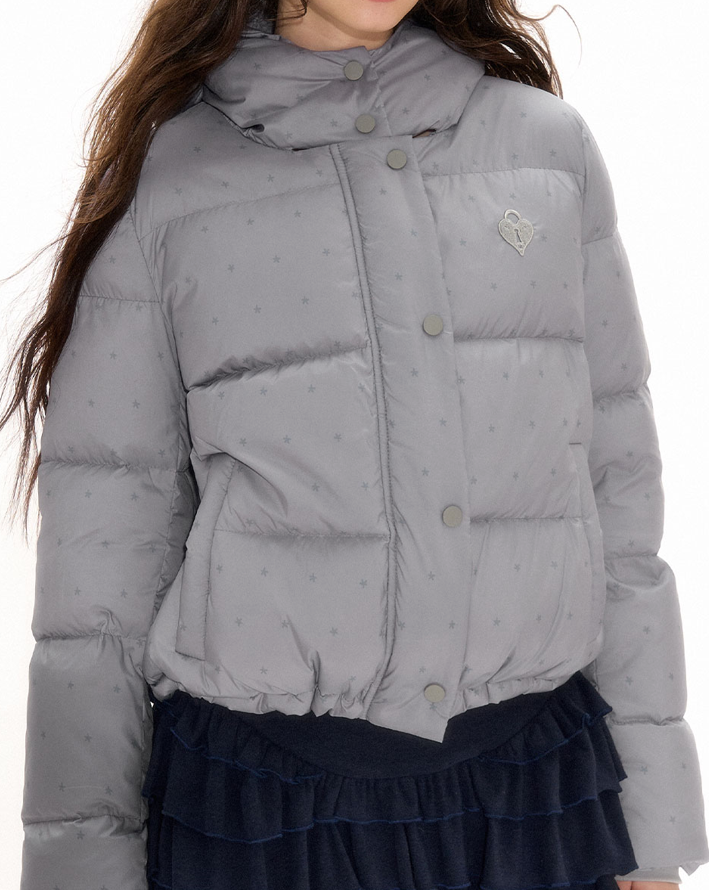 Small star pattern white duck down jacket NEC0108