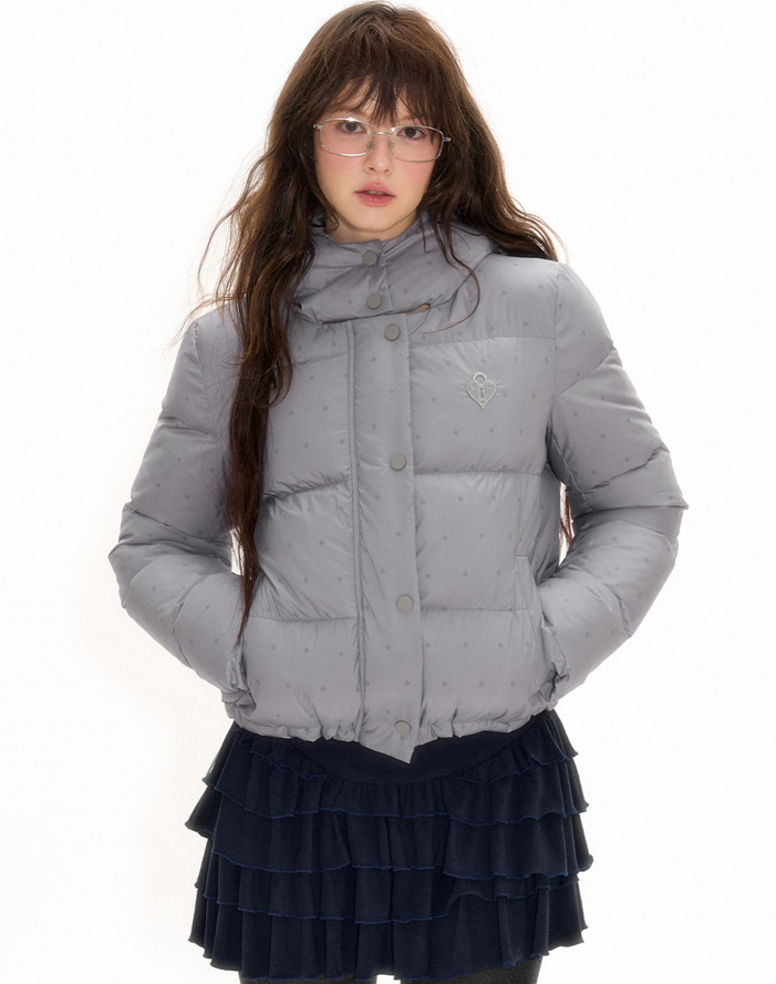 Small star pattern white duck down jacket NEC0108