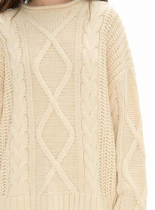 Jacquard design casual cable knit top NEC0115