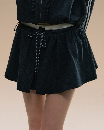 Detachable lace sailor collar zip jacket & double waist mini skirt SUN0091