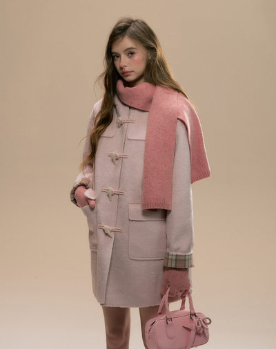 Wool blend duffle coat with check lining design SUN0092