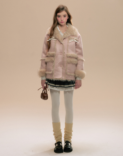 Fur Stitch Girly Warm Short Coat SUN0095