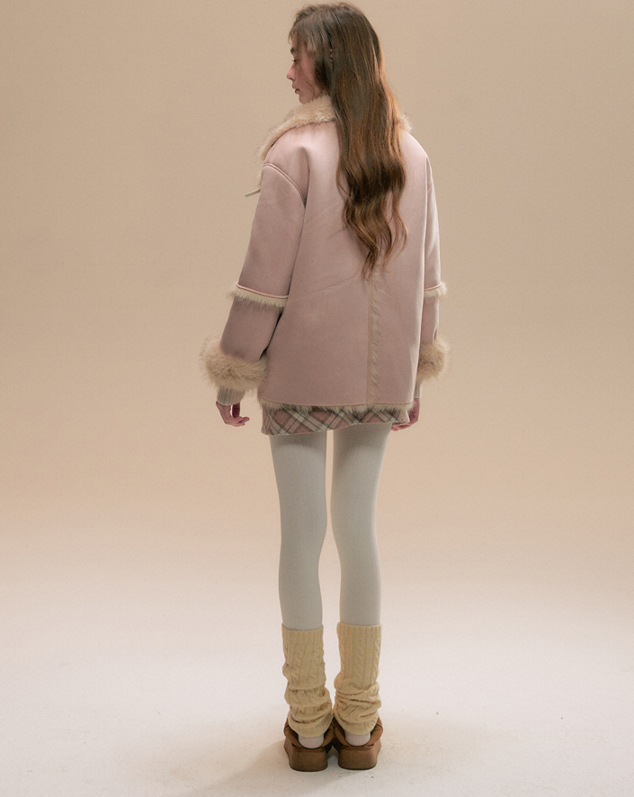 Fur Stitch Girly Warm Short Coat SUN0095