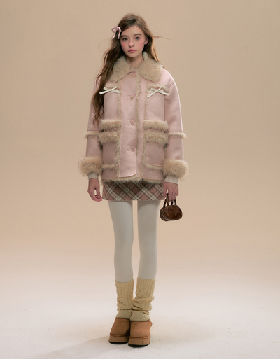 Fur Stitch Girly Warm Short Coat SUN0095