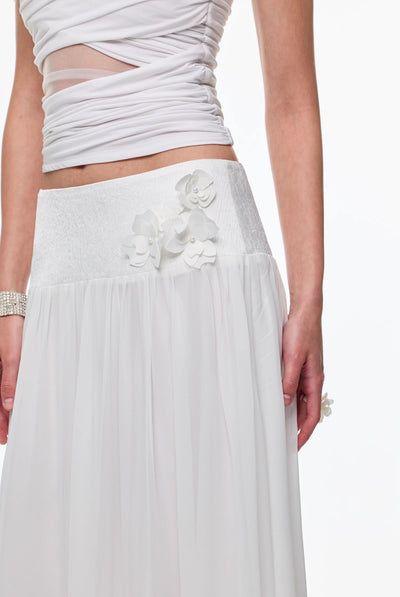 Flower White Long Skirt 4MU0142