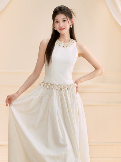 Beaded Sleeveless Long Dress OSH0126