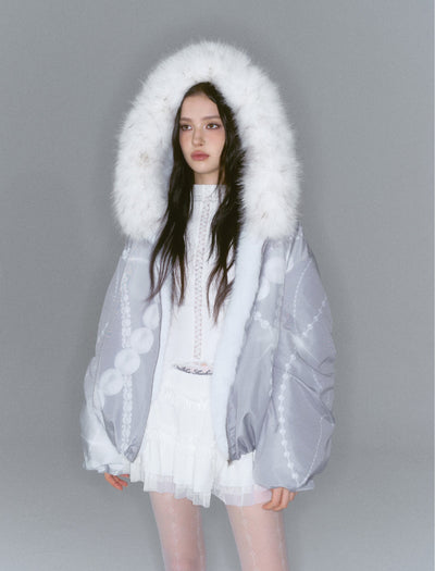 Patchwork Fur Print Reversible Short Coat SAL0193