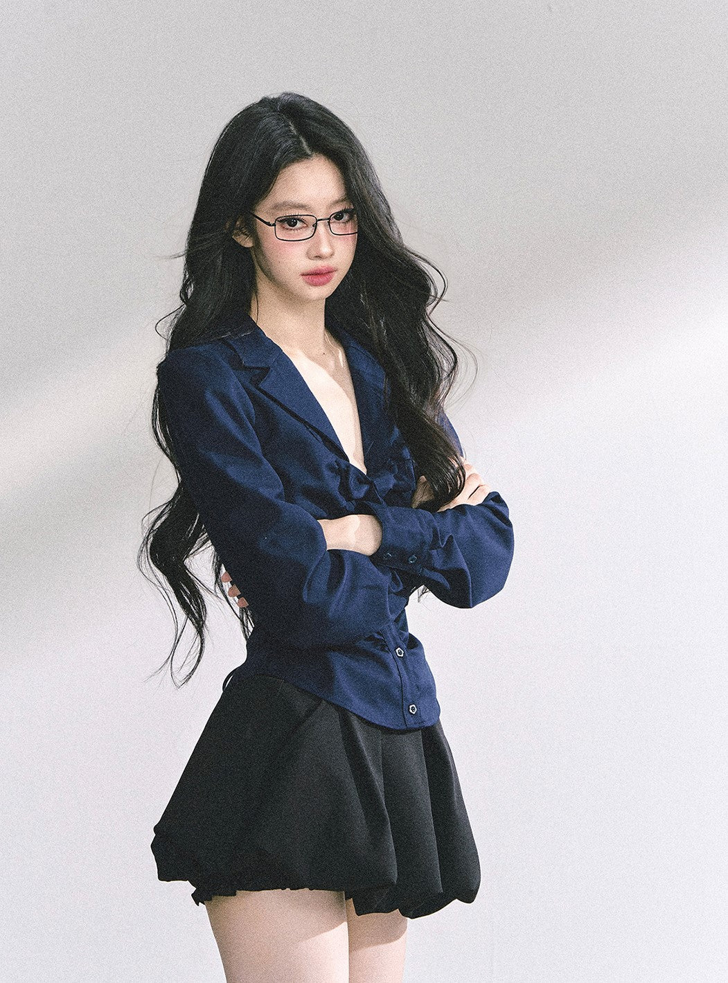 Bow Pleated Slim Shirt DIA0537