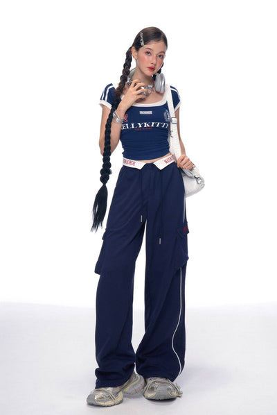 American Blue Walking Loose Lazy Wide-leg Pants DIA0180