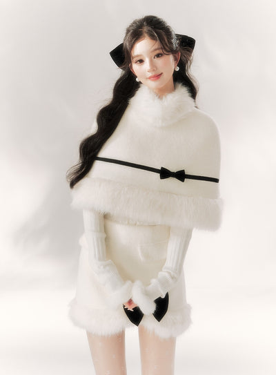 Cream Velvet Thousand Gold Imitation Mink Cape/Skirt BBB0097