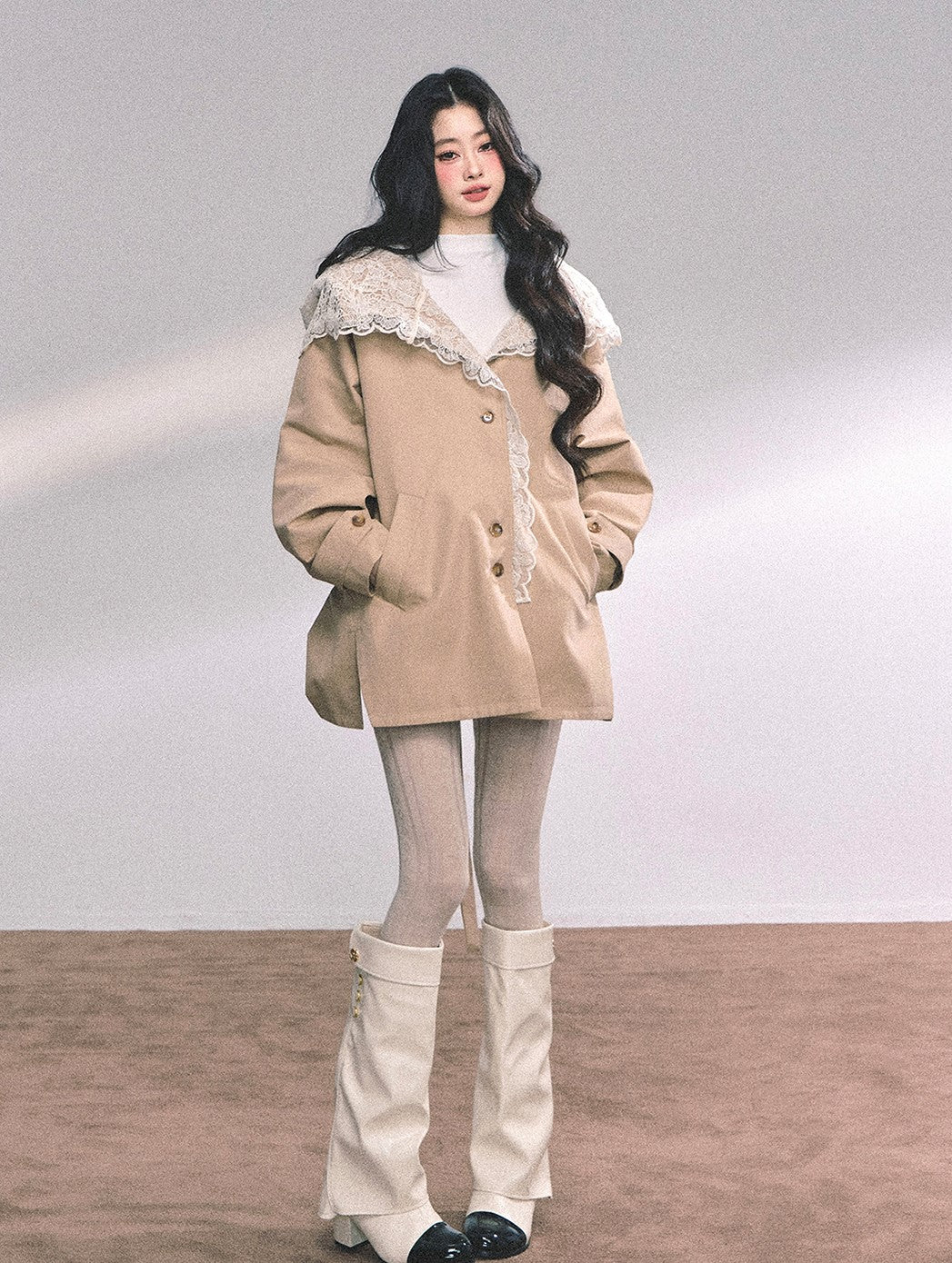 Hooded Lace Trench Jacket DIA0650