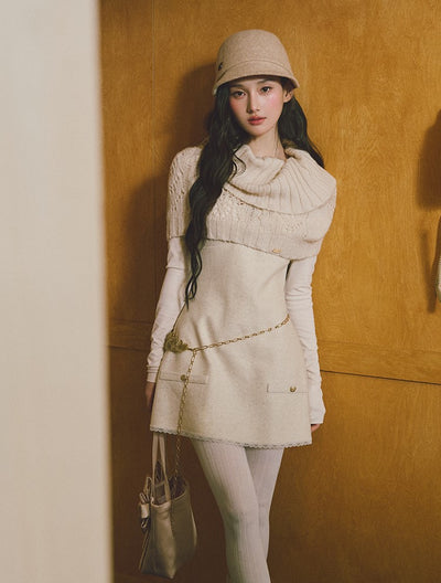 Square Neck Thick Sophisticated Dress LAL0233