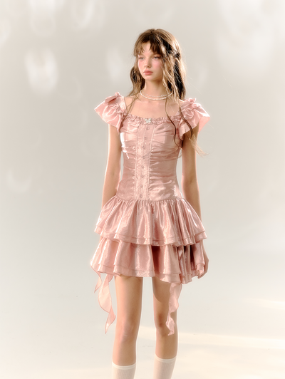 Cake Pleated Pink Tutu Dress SUN0073