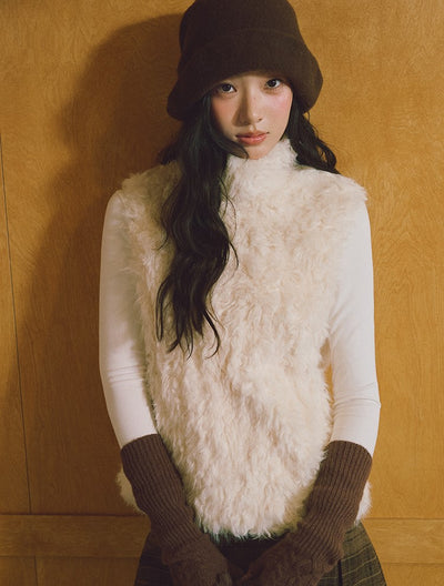 Eco-friendly Stand Collar Fur Vest LAL0238