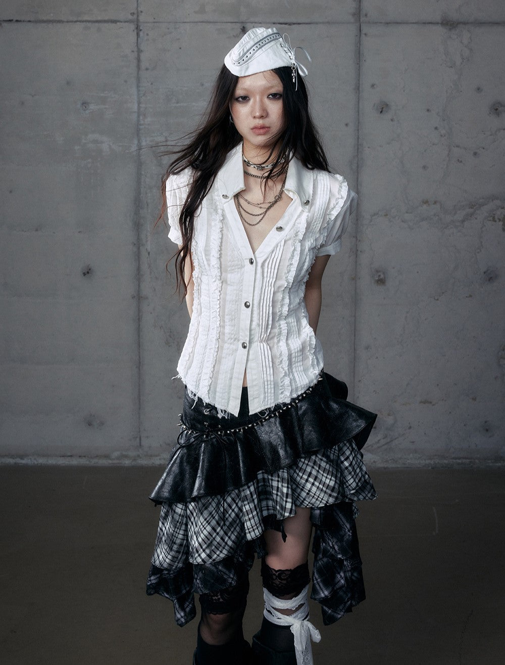 Lace V-neck Long/Short Sleeve Shirt NOR0185