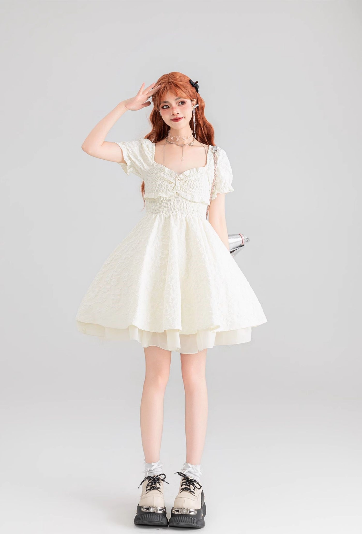 Floral White Waist Princess Dress KEI0071