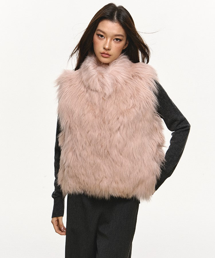 Stand Collar Short Fur Warm Vest Jacket ANA0111