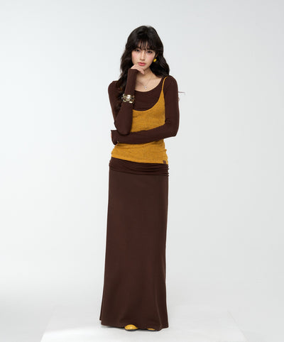 Brown Lazy Style Slimming Skirt 4MU0177
