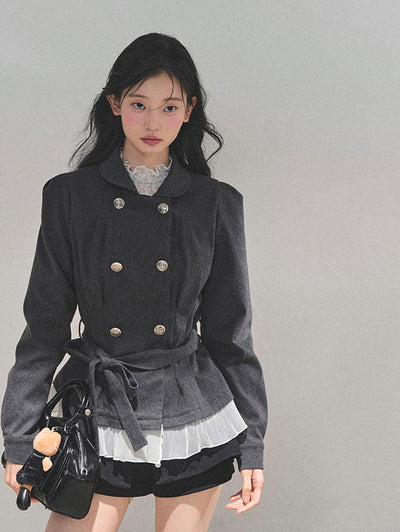 Gray French Style Suit Jacket DIA0764