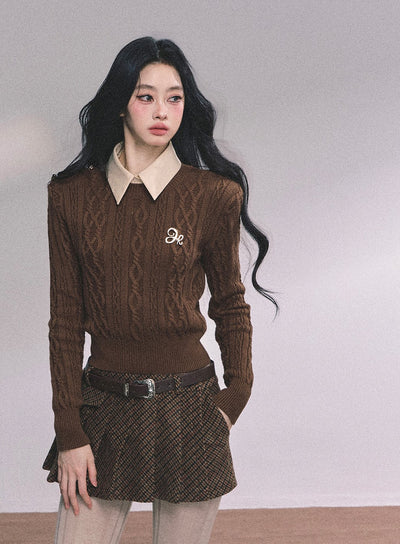 Fake Two-piece Polo Collar Sweater DIA0607