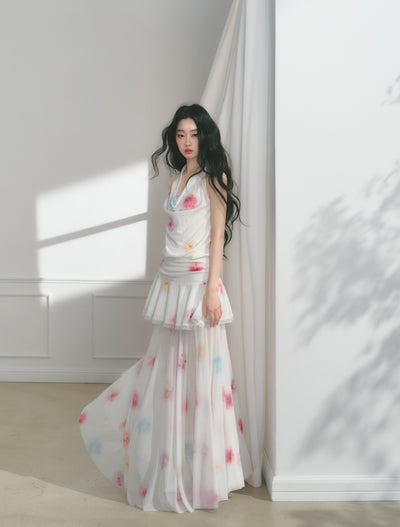 Flower Lace Pleated Dress/Long Skirt SAL0172
