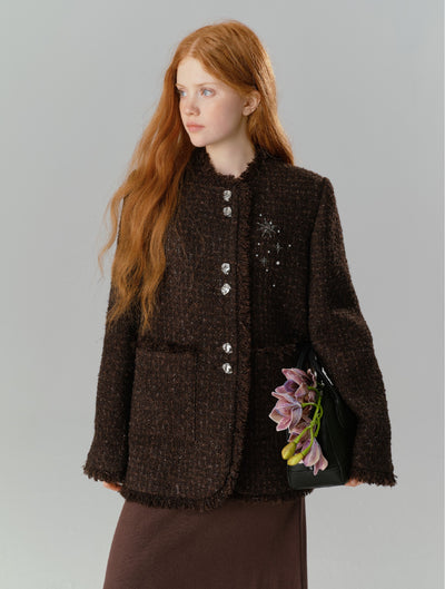 Small Fragrance Style Beads Wool Short Jacket SAL0087