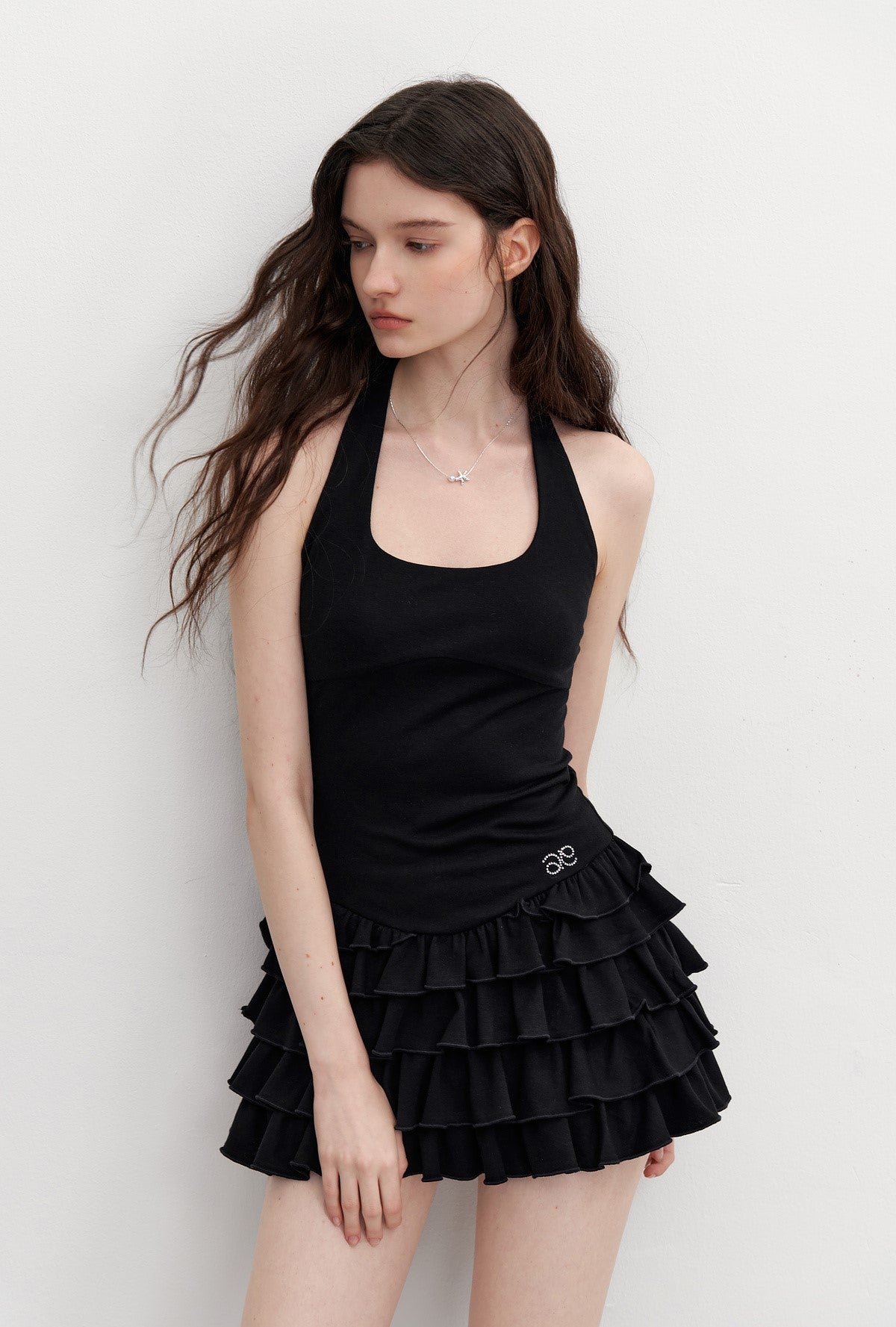 Halter Neck Splicing Cake Dress AYF0094