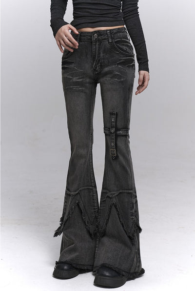 Black Flared Casual Jeans LAD0229