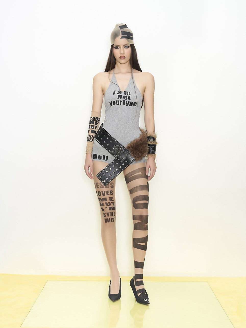 Stretch Tights Deep V-neck Jumpsuit NOL0061