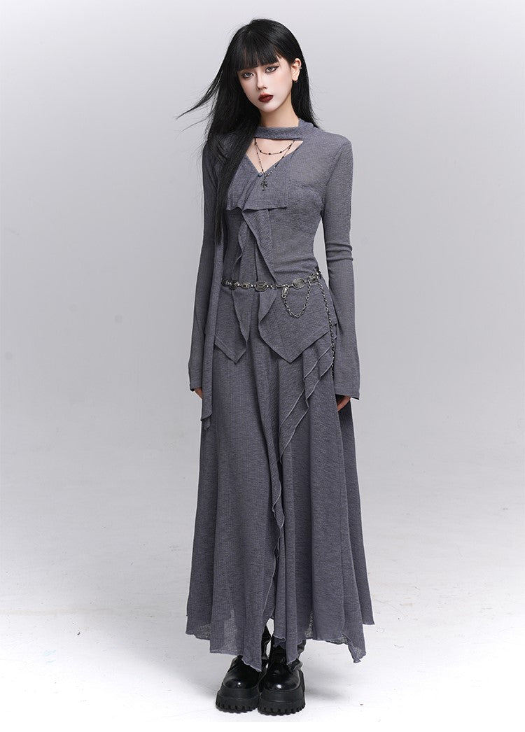 Simple High-End V-neck Top/Skirt LAD0222