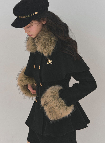 Snow Country Fur Collar Coat/Skirt DIA0755