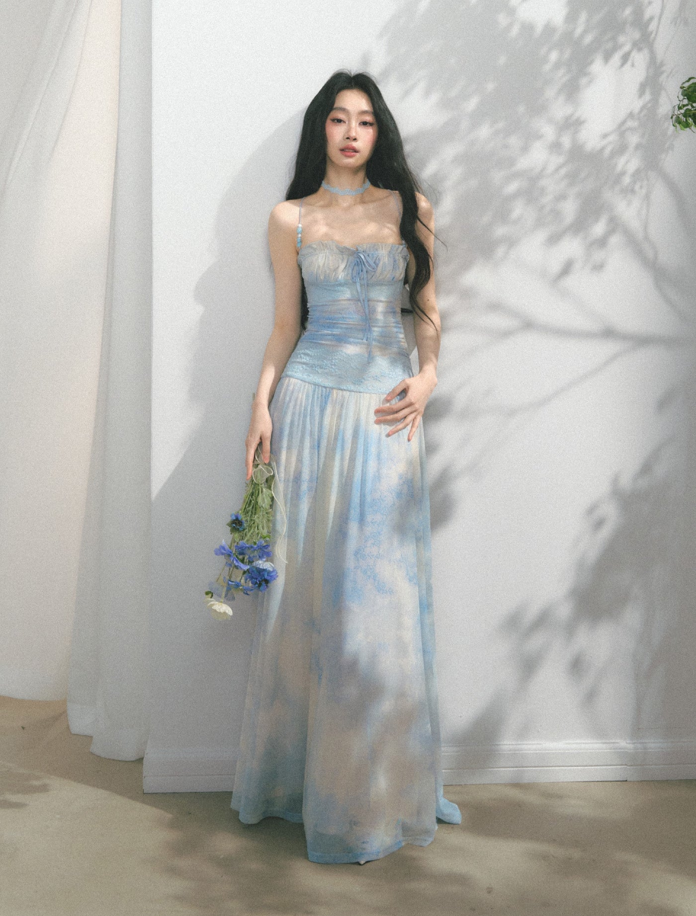 Blue Beaded Lace Dress SAL0168