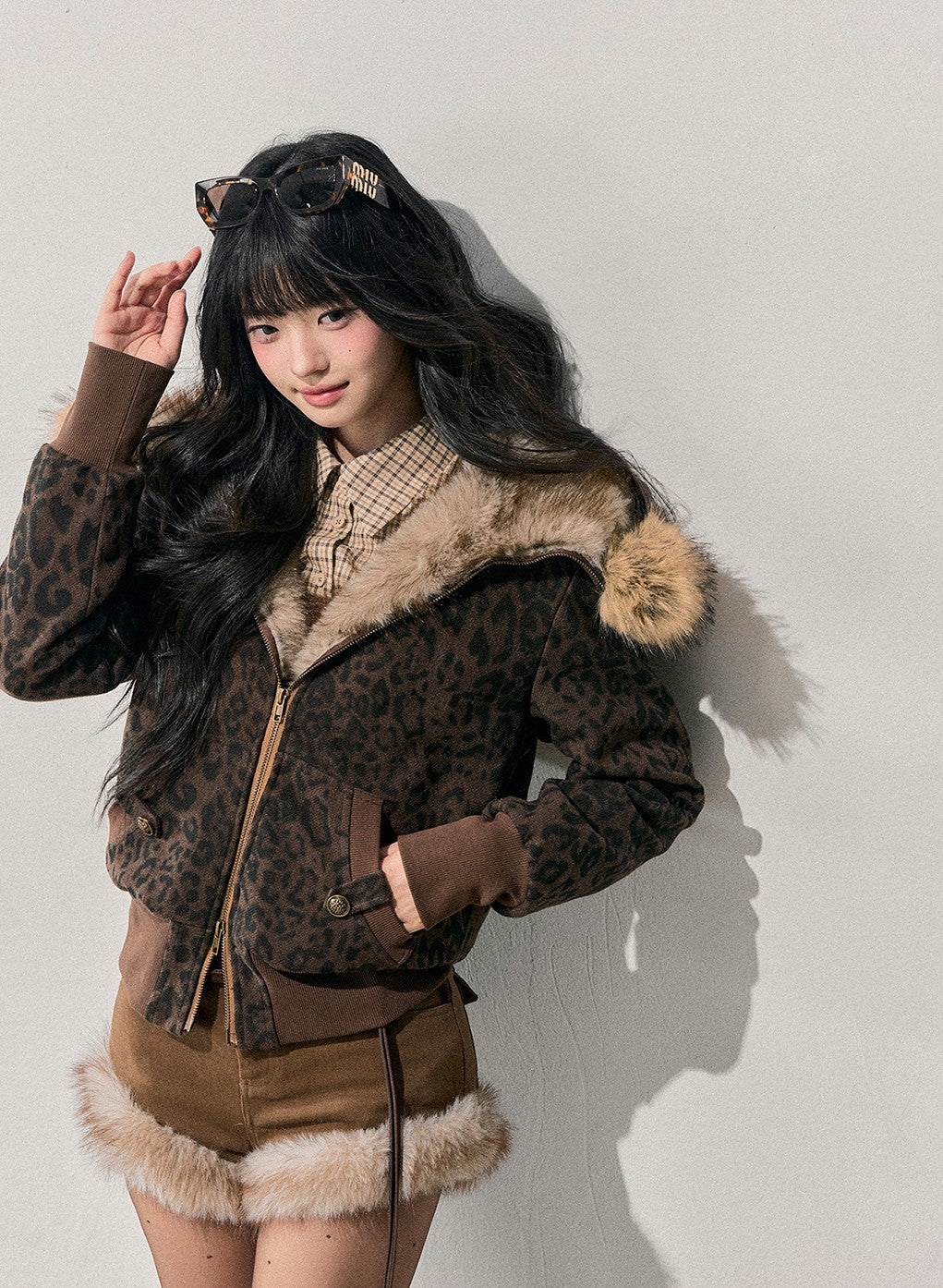 Quilted Leopard Print Fur Jacket DIA0715