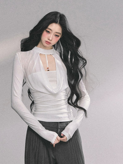 Fake Two-piece V-neck T-shirt DIA0596