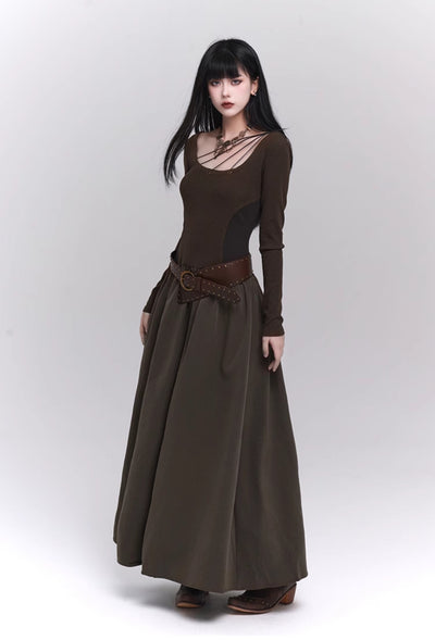 Dark Brown Unique Special Atmosphere Dress LAD0115