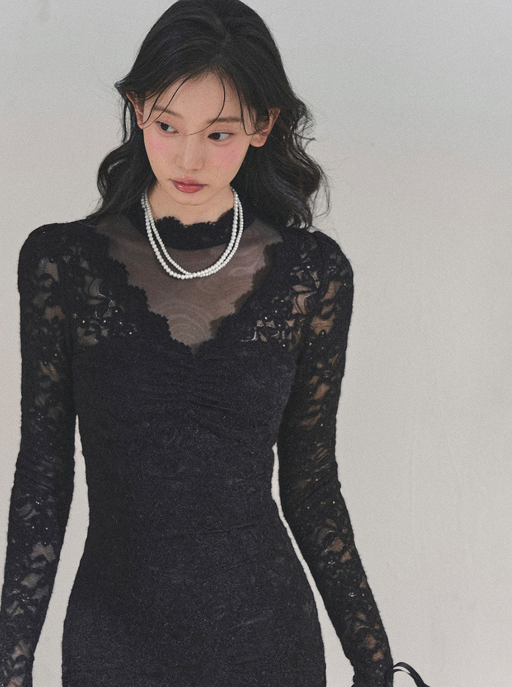 Long-Sleeved Lace Dress DIA0718