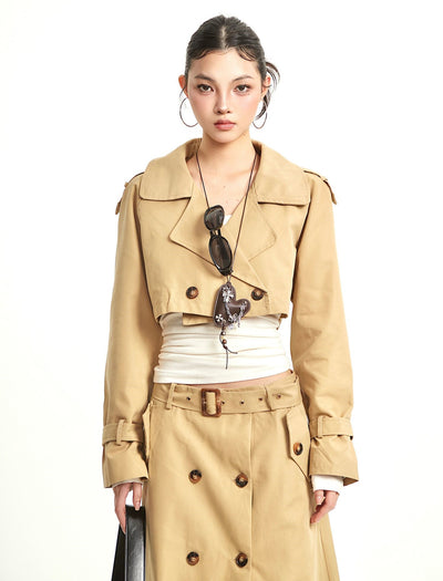 Retro Short Trench Coat+Skirt UNC0278