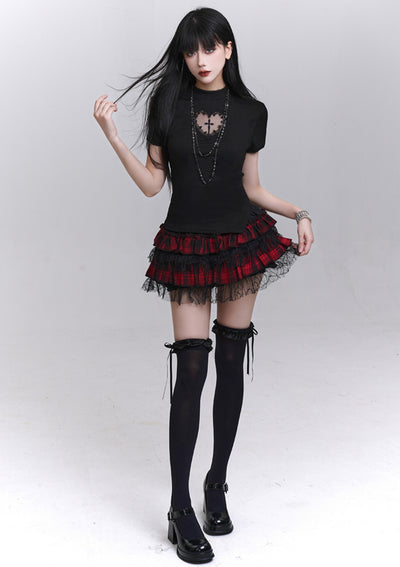 Black Heart Cross Short-sleeved T-shirt LAD0197