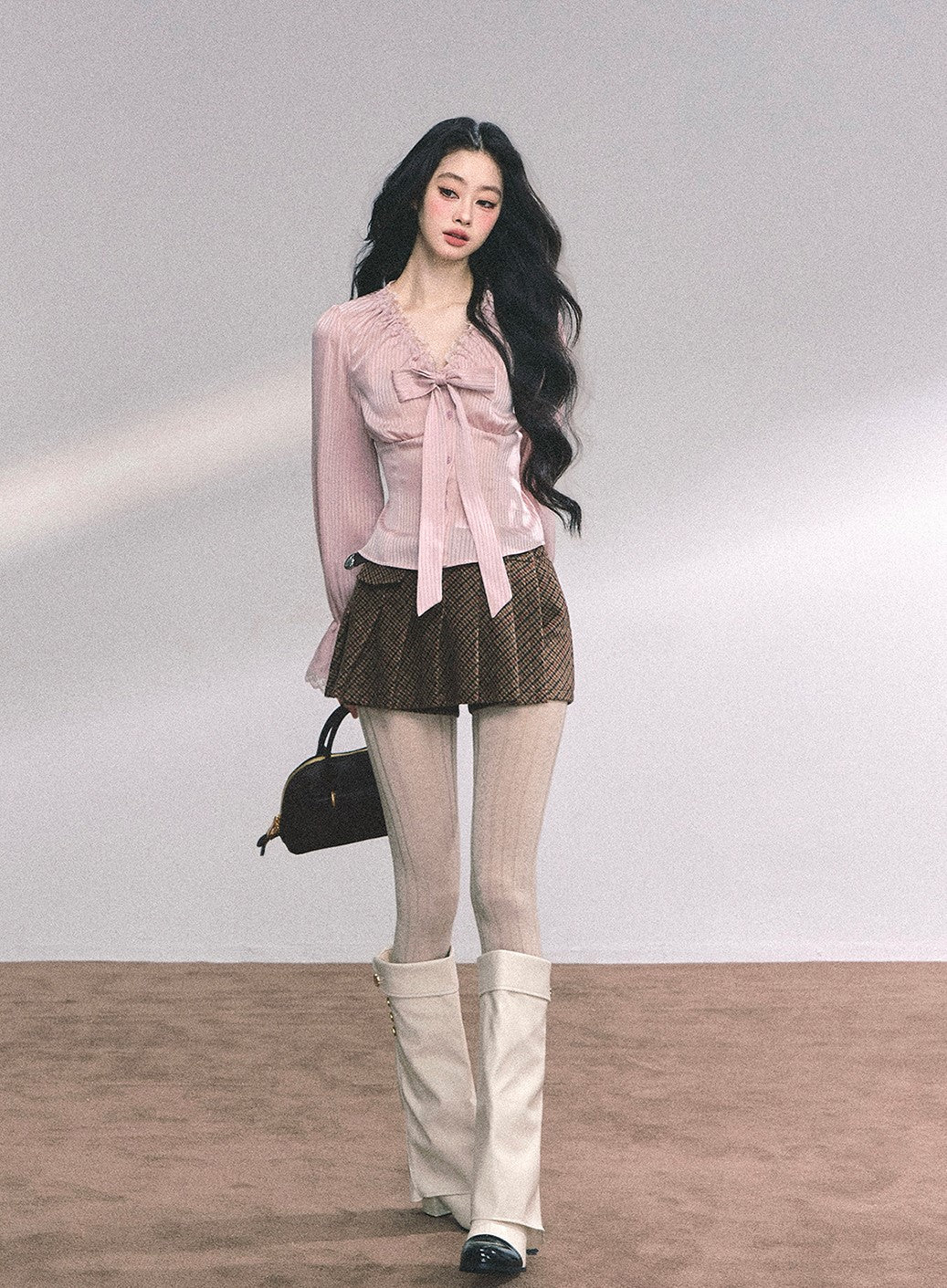 High-end French Lace Striped Shirt DIA0629