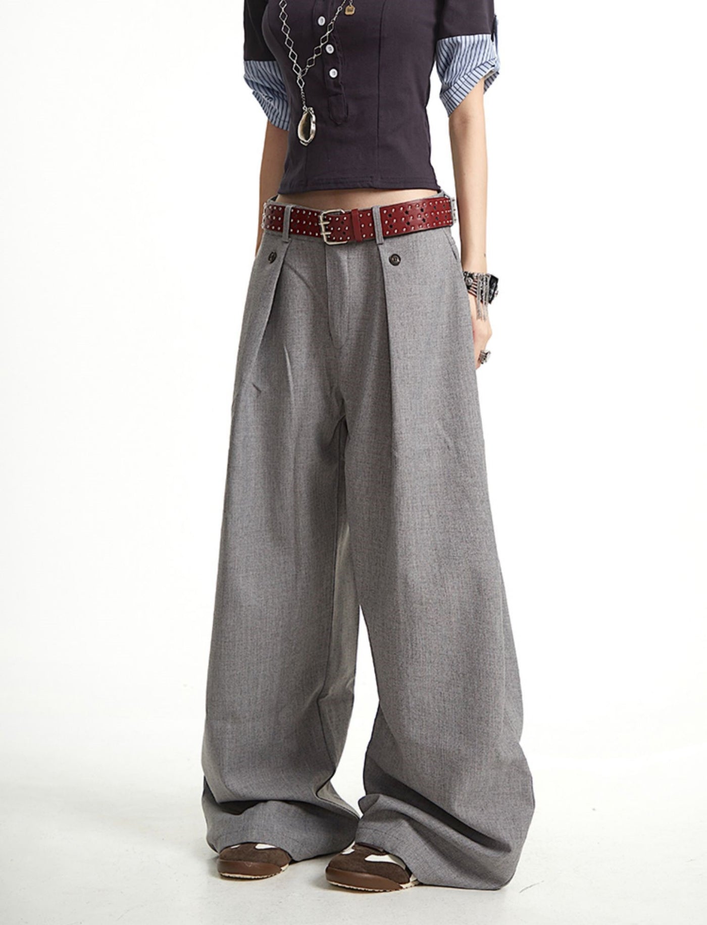 Classic Pleated Suit Wide-leg Pants UNC0267