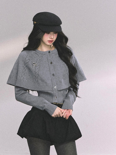 Long-sleeved Cable Cloak Sweater DIA0645