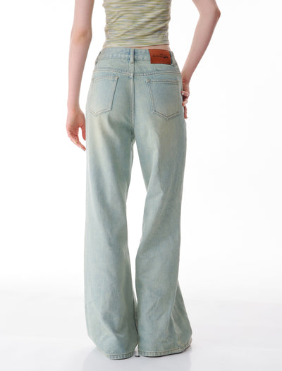 Slanted Waist Slim Flared Wide-leg Jeans ZIZ0134