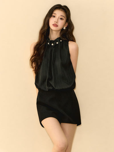 Star Black Sleeveless Jumpsuit OSH0140