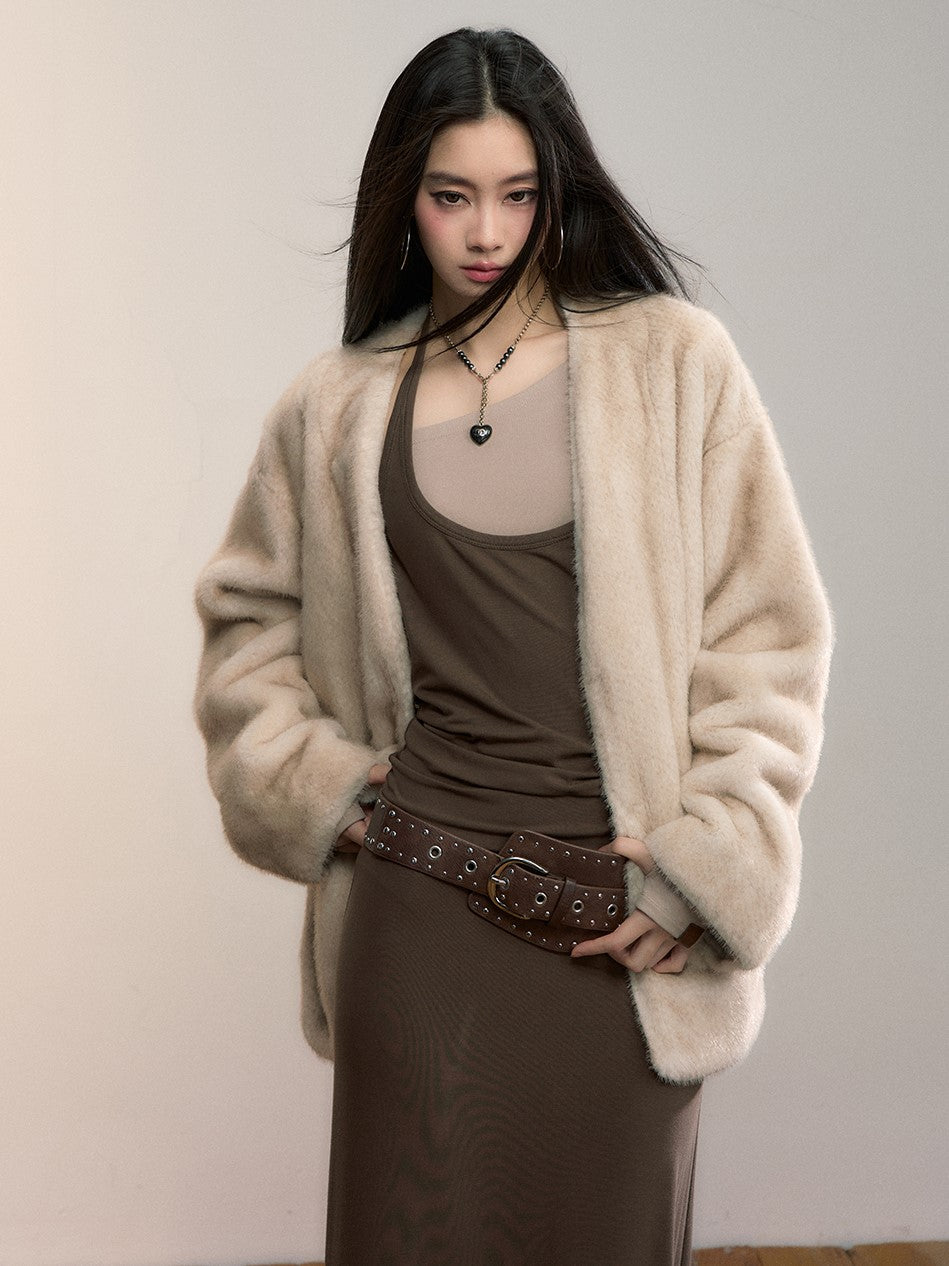 Gradient Fur Large Pocket Coat VIA0350