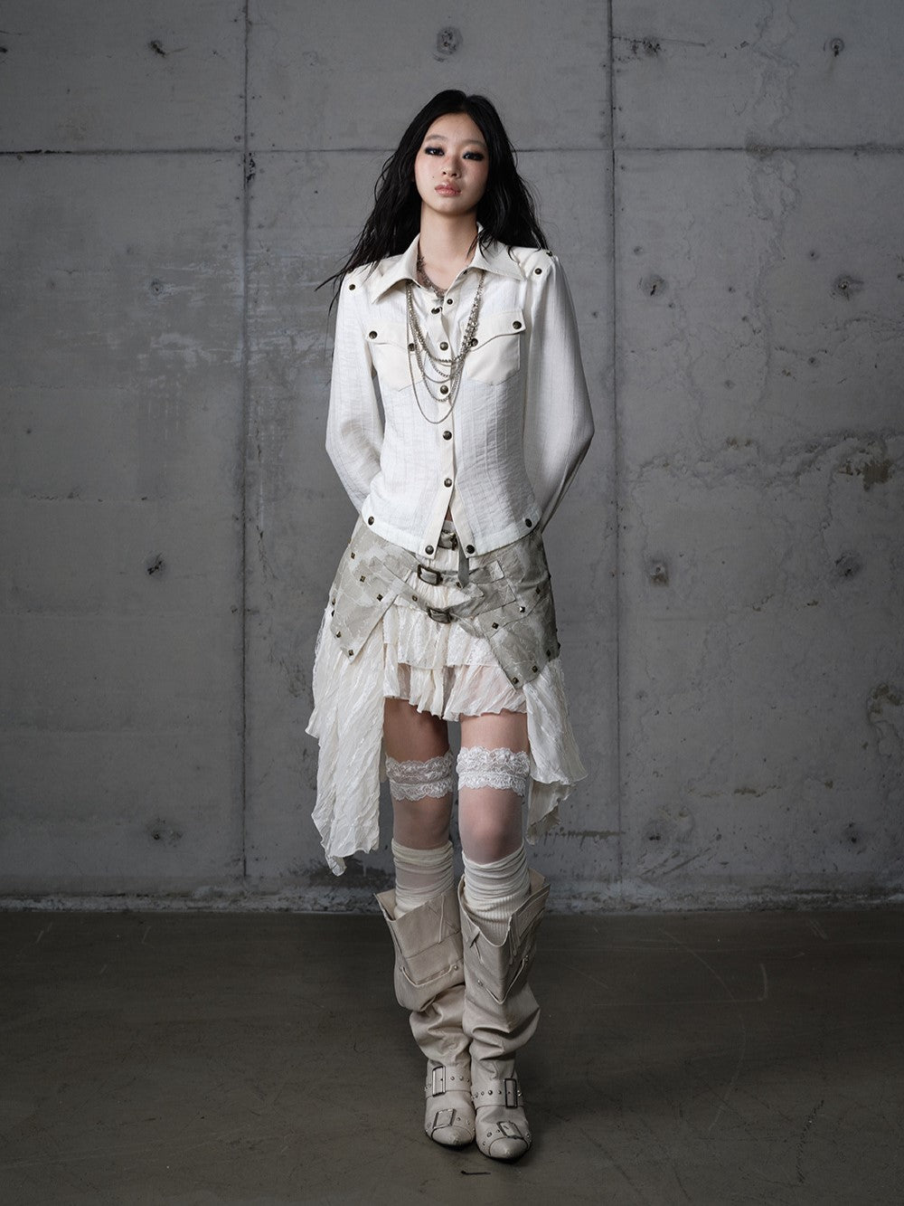 Punk Irregular Multi-layer Lace Skirt NOR0200