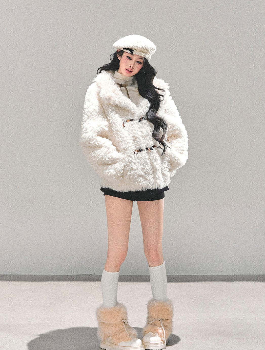 Lambswool Shearling White Coat DIA0683